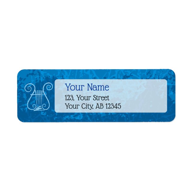 Blue Lyre Background Return Address Label (Front)