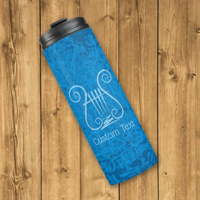 Blue Lyre Background Thermal Tumbler (Creator Uploaded)