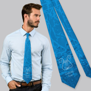 Blue Lyre Background Tie