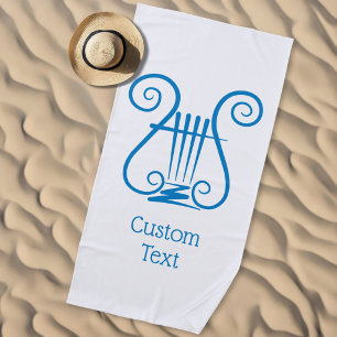 Blue Lyre Beach Towel
