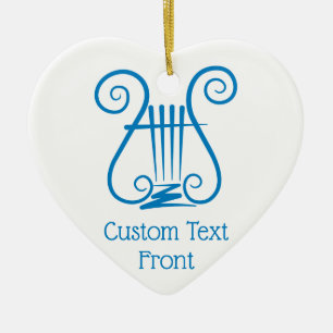 Blue Lyre Ceramic Ornament