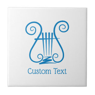 Blue Lyre Ceramic Tile