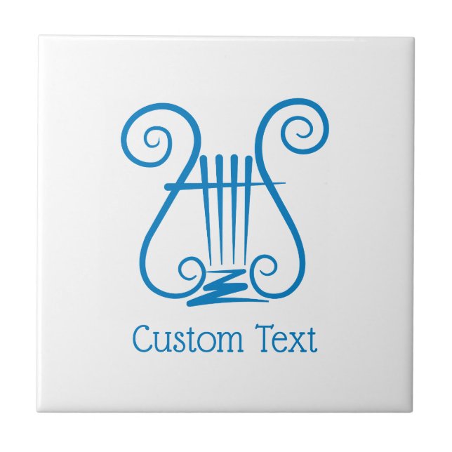 Blue Lyre Ceramic Tile (Front)