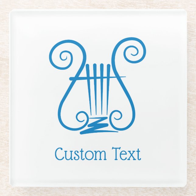 Blue Lyre Glass Coaster (Front)