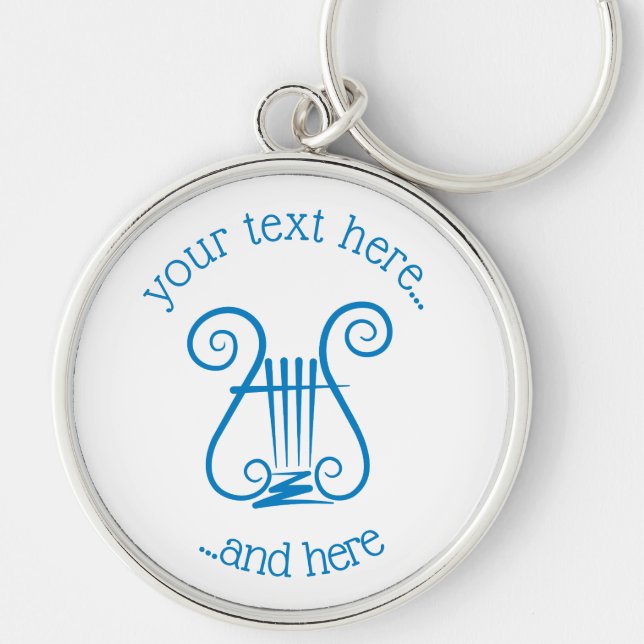 Blue Lyre Key Ring (Front)