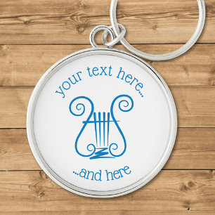 Blue Lyre Key Ring
