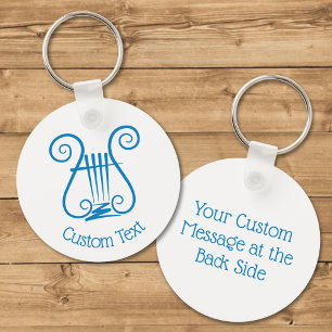Blue Lyre Keychain