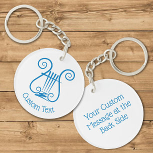 Blue Lyre Keychain