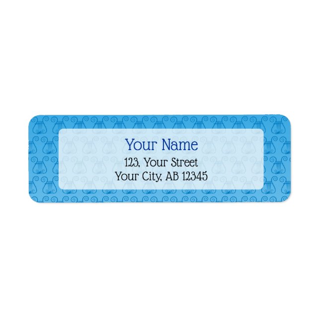 Blue Lyre Return Address Label (Front)