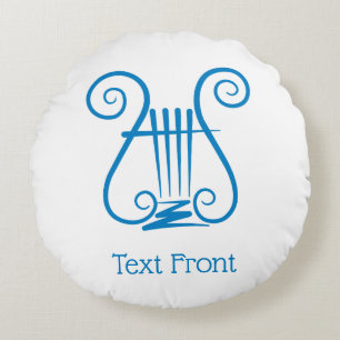 Blue Lyre Round Cushion
