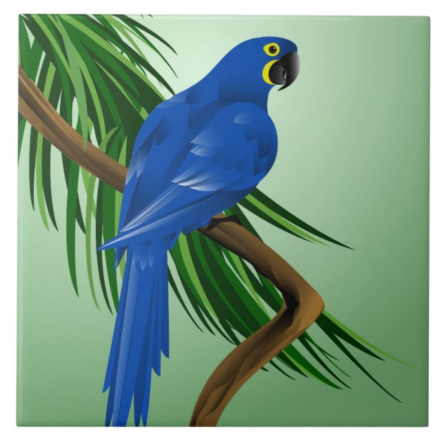 Blue Macaw Ceramic Tile (Front)
