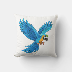 Blue macaw flying cushion