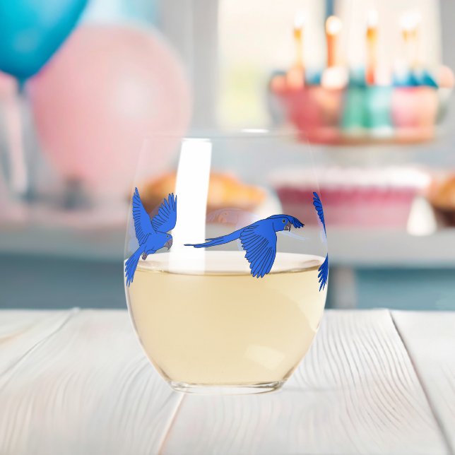 Blue Macaw Stemless Wine Glass (Insitu (Baby Shower))