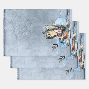 Blue Mad Hatter Alice in Wonderland Wrapping Paper Sheet