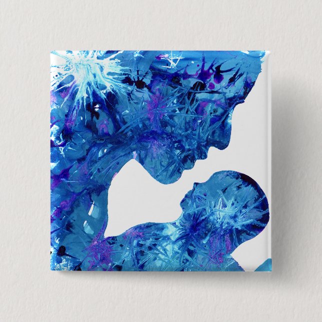 Blue Madonna & Child Modern Christian Art Painting 15 Cm Square Badge (Front)