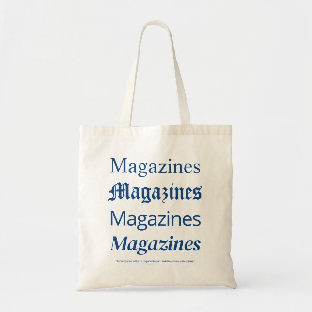 Blue Magazines Tote Bag, Trendy Fashion Tote Bag (Front)