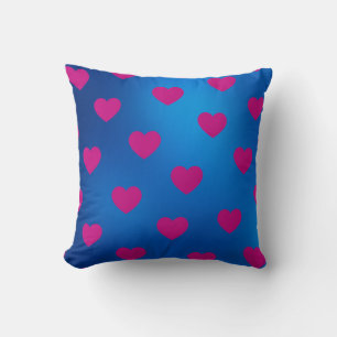Blue Magenta Cosy Modern Romantic Chic Heart  Cushion