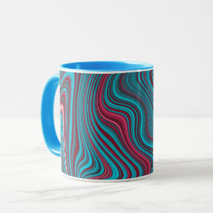 Blue & Magenta Wavy Marbling Agate Abstraction Mug
