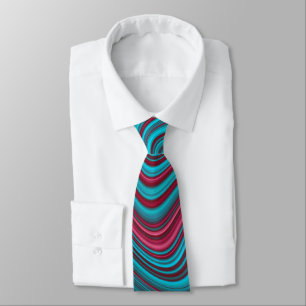 Blue & Magenta Wavy Marbling Agate Abstraction Tie