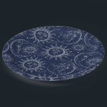 Blue Magic Vintage Celestial Sun Moon Stars Paper Plate<br><div class="desc">Customise with text if desired</div>