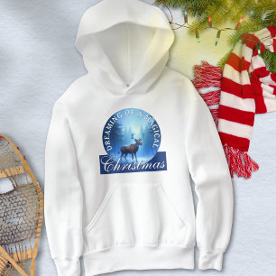 Blue Magical Reindeer Snowy Forest Christmas