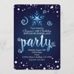 Blue Magical Swirls Winter Wonderland Invitations