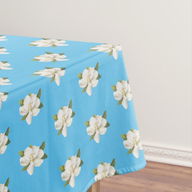 Blue Magnolia Blossom Tablecloth (In Situ)