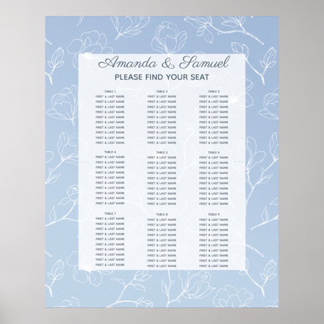 Blue Magnolia Seating Poster (Front)