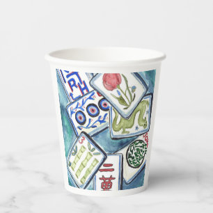 Blue Mahjong Tiles  Paper Cups