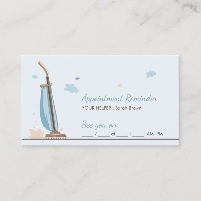 Blue Maid Appointment Reminder Business Card (Front)