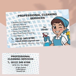 Blue Maid Janitorial Lady House Cleaning Service  Business Card