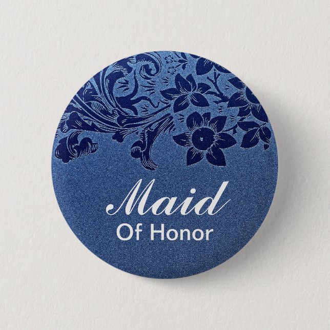 blue maid of honour wedding button (Front)