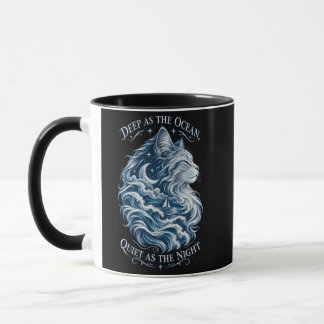 Blue Maine Coon Ocean Waves Vintage Moon Art Mug