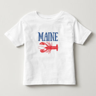 Blue Maine Text Red Watercolor Lobster Toddler T-Shirt