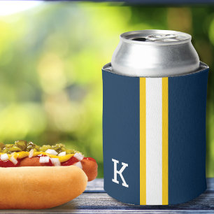 Blue/Maize/White Stripe College Colours Can Cooler