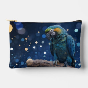 Blue Majesty: The Blue Macaw On Dreamy Blue Bokeh, Accessory Pouch