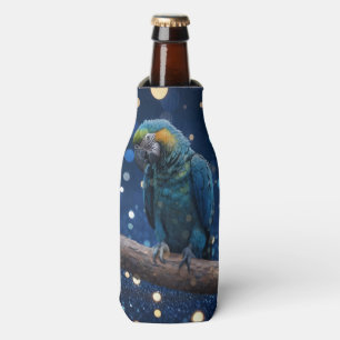 Blue Majesty: The Blue Macaw On Dreamy Blue Bokeh, Bottle Cooler