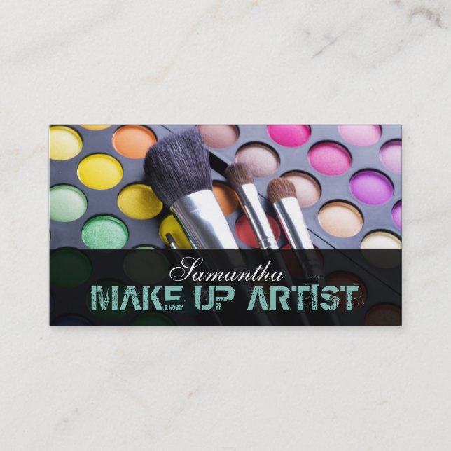 Blue Make Up Artist Palette Business Card (Front)