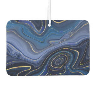 Blue Malachite Golden Accents Luxury Chic Gemstone Car Air Freshener