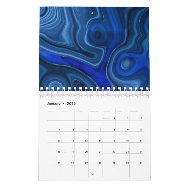 Blue Malachite Stone Unique Gemstone Geology Calendar (Jan 2026)