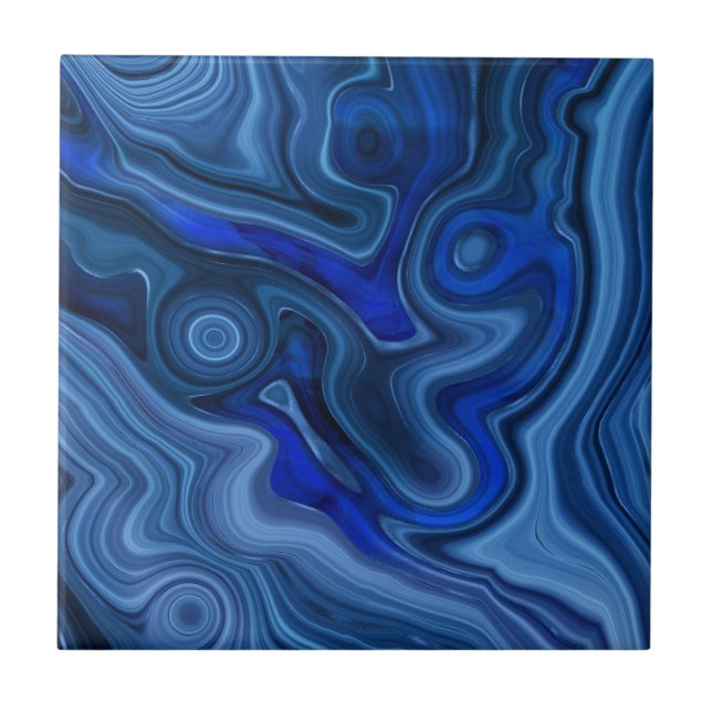 Blue Malachite Stone Unique Gemstone Geology Ceramic Tile (Front)