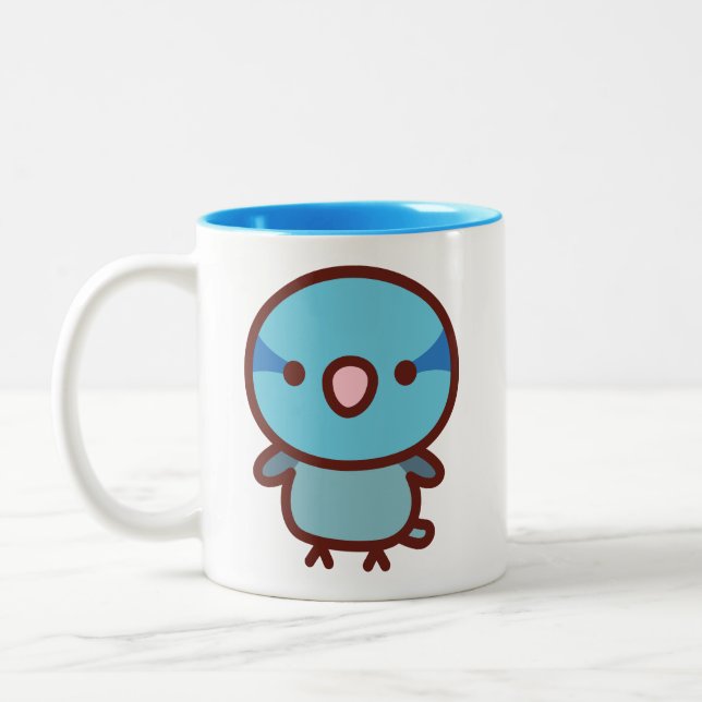 Blue male Pacific parrotlet Two-Tone Coffee Mug (Left)