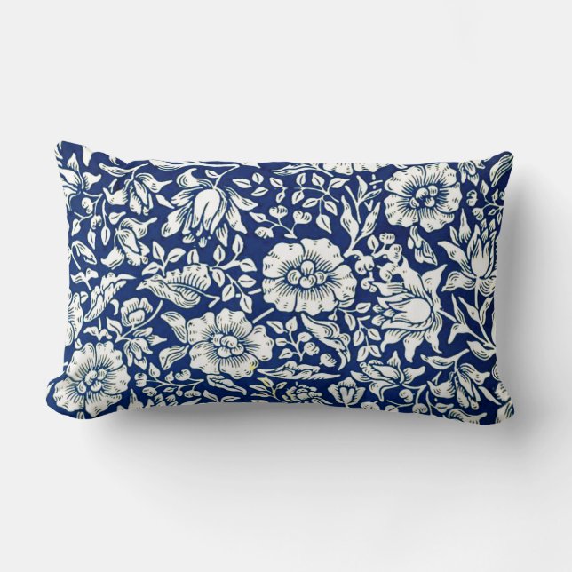 Blue Mallow, famous William Morris pattern, Lumbar Cushion (Front)