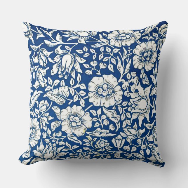 Blue Mallow vintage pattern Cushion (Front)
