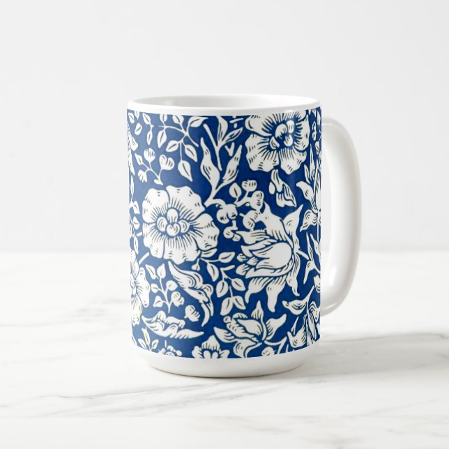Blue Mallow vintage pattern Mug (Front Right)