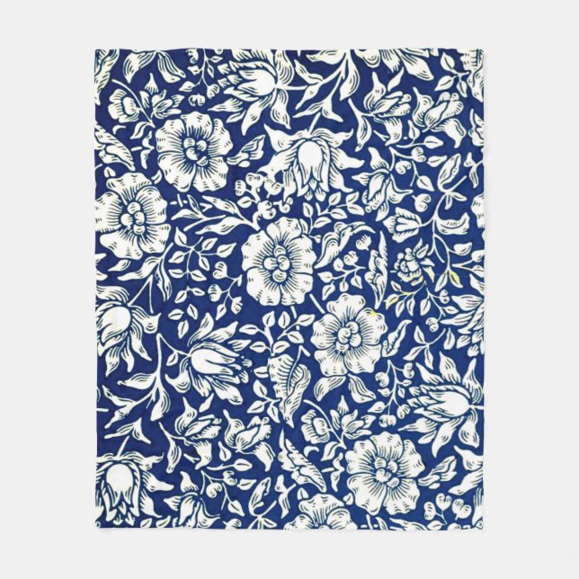 Blue Mallow, William Morris pattern, Fleece Blanket (Front)
