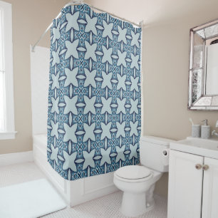 Blue Maltese Cross Shower Curtain
