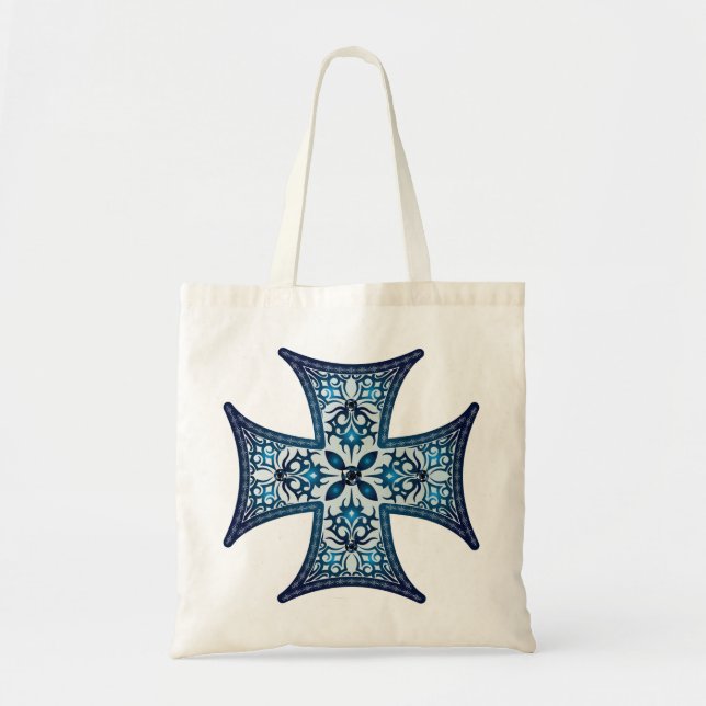 Blue Maltese Cross Tote Bag (Front)