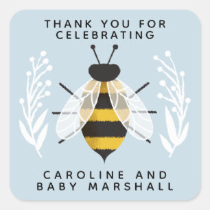Blue Mama to Bee Baby Shower Thank You Sticker