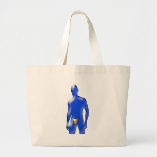 Blue Man in Orange Underwear Large Tote Bag